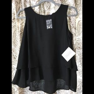 NWT Stella Luce Black Tiered Chiffon Top